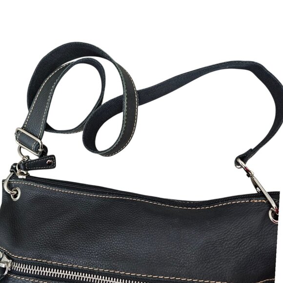Fossil Vintage Pebble Leather Pocket Moto Black Messenger Shoulder Crossbody Bag - Picture 13 of 15